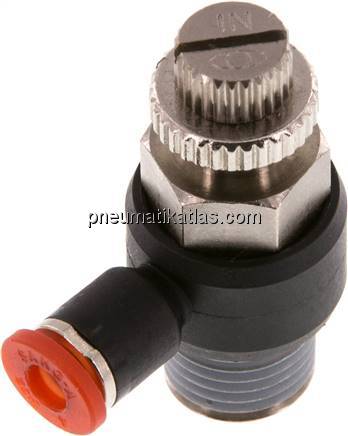 Winkel-Drosselrückschlagventil R 1/4"-4mm,zuluftregelnd