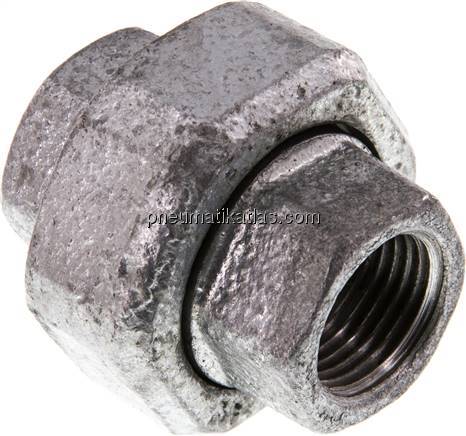 Verschraubung flach dichtend Rp 1/2" (IG),Temperguss verzinkt