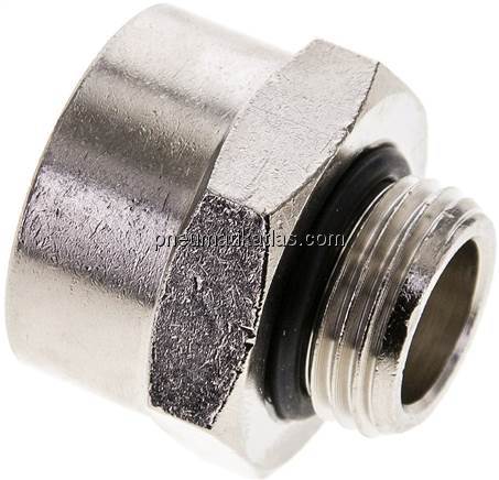 Reduziernippel G 1/2"(AG)-G 3/4"(IG), Messing vernickelt (Elastomerabdichtung) Reduziernippel G 1/2"(AG)-G 3/4"(IG), Messing vernickelt (Elastomerabdichtung)