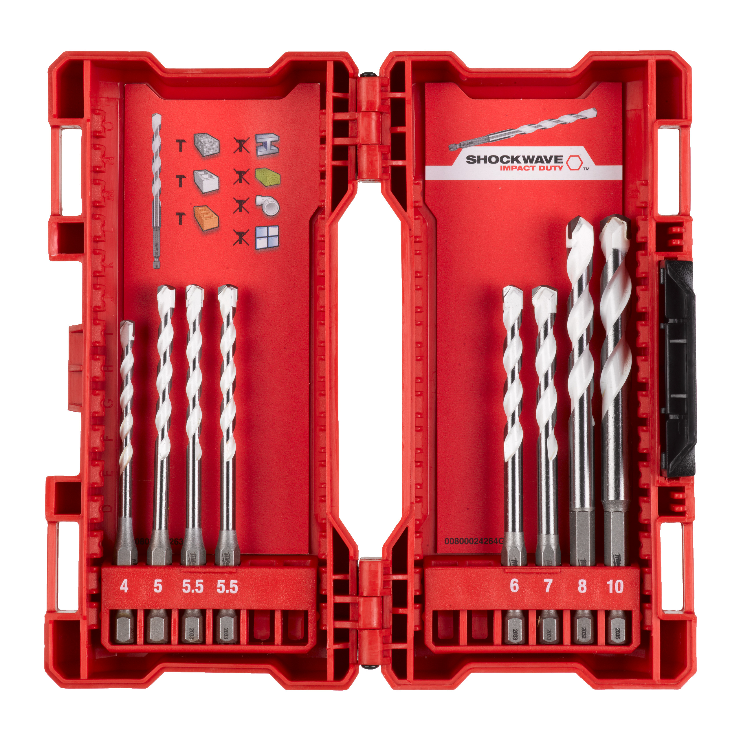 SHOCKWAVE Multimaterial Bohrer 1/4" Hex Kassette 8 teilig 4/5/5,5/5,5/6/7/8/10 mm