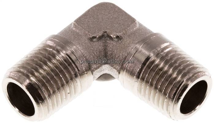 90°-Winkel R 1/8" (AG), Messing vernickelt