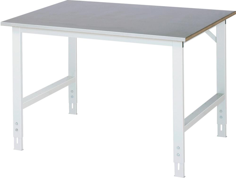 Arbeitstisch Tom - Stahlblechbelag-Platte B1250xT 1000xH760-1080mm Stahlblechbelag-Platte