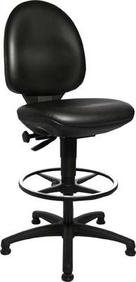 Arbeitsstuhl TEC 50 Sitz Kunstleder schwarz Sitzhöhe 590-840 mm mit Gleiter /Fußring