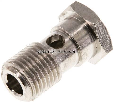 Hohlschraube, 1-fach G 1/4"-25mm, Messing vernickelt Hohlschraube, 1-fach G 1/4"-25mm, Messing vernickelt