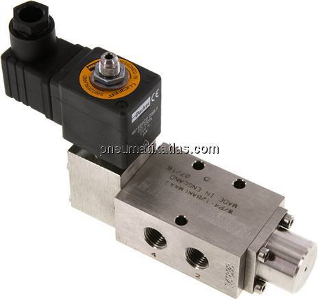 5/2-Wege Magnetventil, G 1/4", Federrückstellung, 230 V AC
