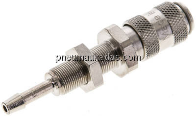 Schott-Kupplungsdose (NW2,7) 3mm Schlauch, Messing vernickelt
