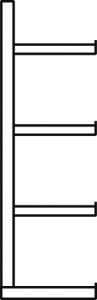 Kragarmregal M Anbaufeld B1000xT800xH2500 mm einseitig RAL 5010 4 Arme Traglast 250kg