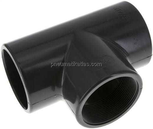 Klebe-Gewinde-T-Stück, PVC-U, 75mmxRp 2-1/2" IGx75mm
