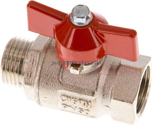 Messing-Kugelhahn, kurz, G 1/2" (AG/IG), -0,9 bis 50bar