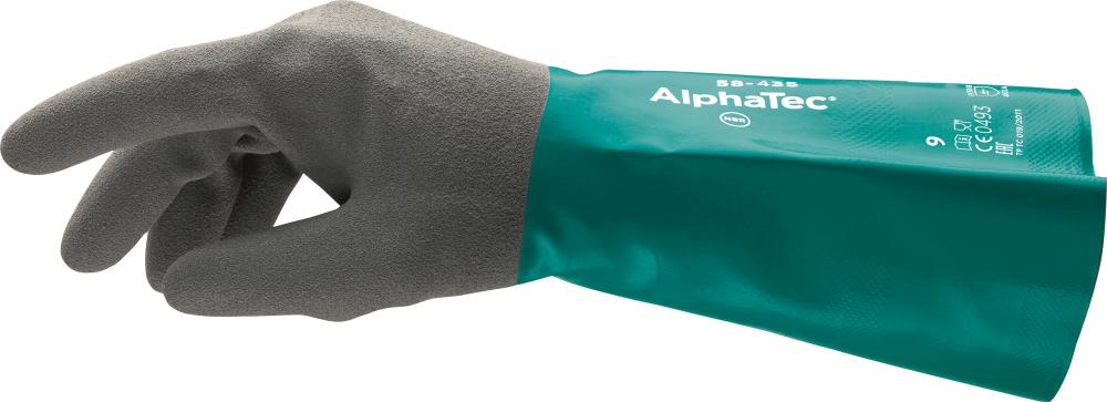 Handsch. AlphaTec 58-435,Nitril, grün/grau, Gr. 11
