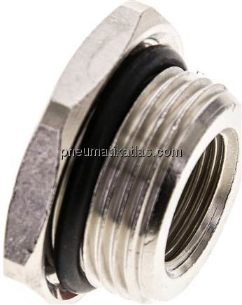 Reduziernippel G 3/4"(AG)-G 3/8"(IG), Messing vernickelt (Elastomerabdichtung) Reduziernippel G 3/4"(AG)-G 3/8"(IG), Messing vernickelt (Elastomerabdichtung)