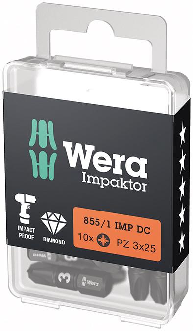 Bit Impaktor 1/4" DIN 3126 C6,3 PZ3x25mm 10er Pack Wera Bit Impaktor 1/4" DIN 3126 C6,3 PZ3x25mm 10er Pack Wera