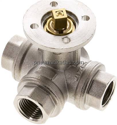 3-Wege-Kugelhahn, Direktmontageflansch G 1/2", L-Bohrung