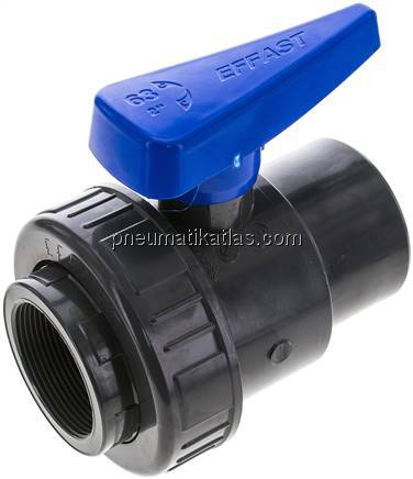 Einring-Kugelhahn, PVC-U / EPDM, Rp 2" (Wasserausf.)