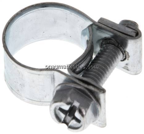 9mm Mini-Schlauchschelle, 11 - 13mm, Stahl verzinkt (W1)