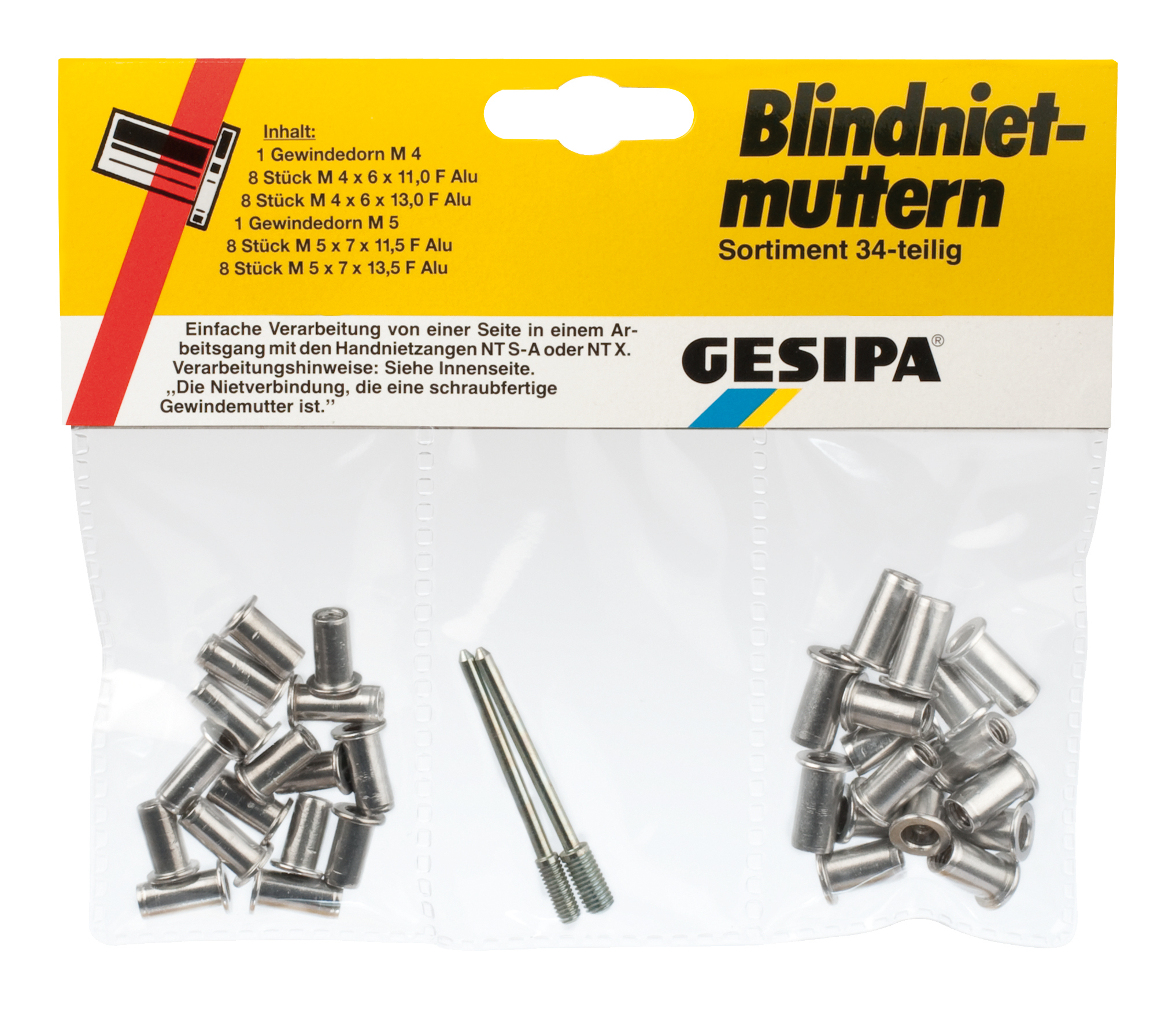 Blindnietmuttern-Sortiment (34-teilig)