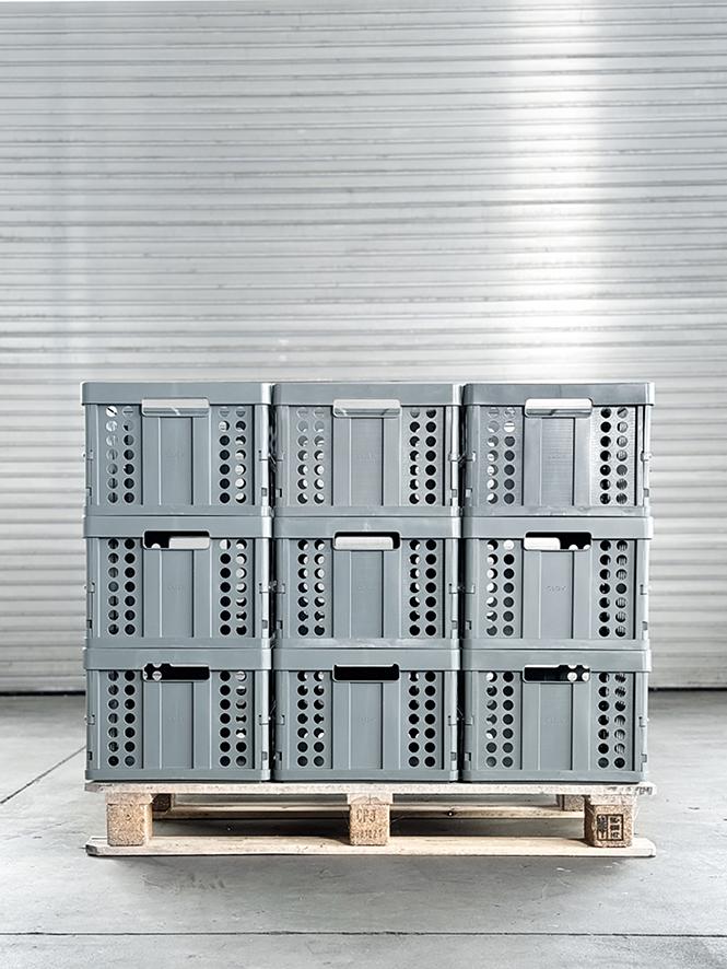 CLAX Klappbox, grau Ladevolumen: 46 L Stapelbar