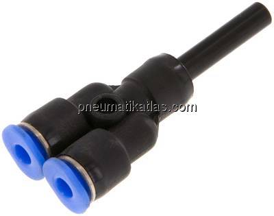 Y-Steckanschluss, 4mm Stecknippel, 3mm Schlauch Y-Steckanschluss, 4mm Stecknippel, 3mm Schlauch