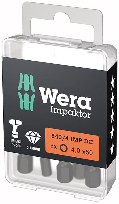 Bit Impaktor 1/4" DIN 3126 E6,3 Innensechskant 4x50mm 5er Pack Wera Bit Impaktor 1/4" DIN 3126 E6,3 Innensechskant 4x50mm 5er Pack Wera