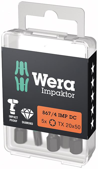 Bit Impaktor 1/4" DIN 3126 E6,3 T20x50mm 5er Pack Wera Bit Impaktor 1/4" DIN 3126 E6,3 T20x50mm 5er Pack Wera