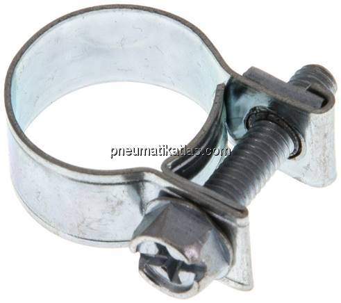 9mm Mini-Schlauchschelle, 14 - 16mm, Stahl verzinkt (W1)