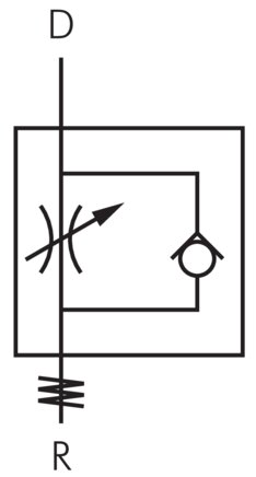 Schaltsymbol: Drosselrückschlagventil (abluftregel