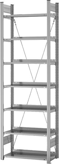 Grundregal zerlegt HZG 23307 EX, 7 Böden 2350x300x750mm verzinkt