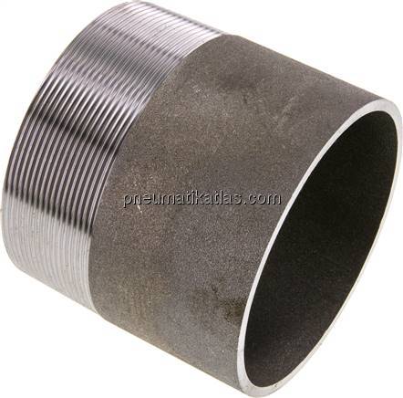 Anschweißnippel R 4"-100mm-114,3mm, ST 37, Stahl schwarz