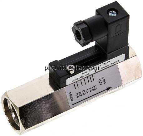 Durchflusswächter G 1/2", 0,4 - 1,8 l/min, Messing vernickelt