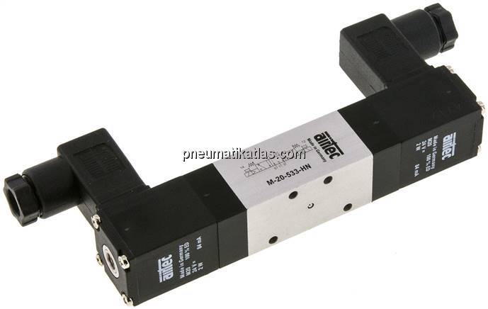 5/3-Wege Magnetventil, M 5, Mittelstellung entlüftet, 24 V DC