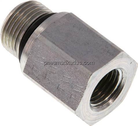Hydraulik-Reduzierung G 3/8"(AG)-G 1/4"(IG), Stahl verzinkt, Elastomerdichtung