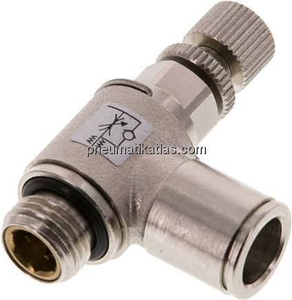Winkel-Drosselrückschlagventil G 1/4"-10mm,abluftregelnd (Standard)