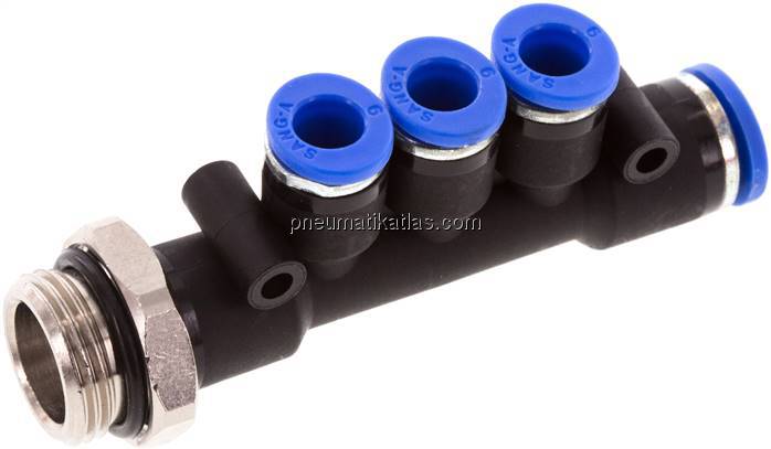 Steckanschluss-Mehrfachvert. G 3/8"-8mm-6mm, IQS-Standard