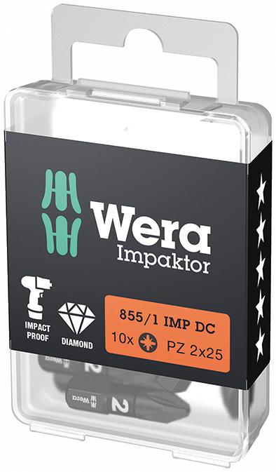 Bit Impaktor 1/4" DIN 3126 C6,3 PZ2x25mm 10er Pack Wera Bit Impaktor 1/4" DIN 3126 C6,3 PZ2x25mm 10er Pack Wera