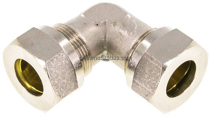 Winkel-Schneidringverschraubung 18 L (M26x1,5), Messing vernickelt Winkel-Schneidringverschraubung 18 L (M26x1,5), Messing vernickelt