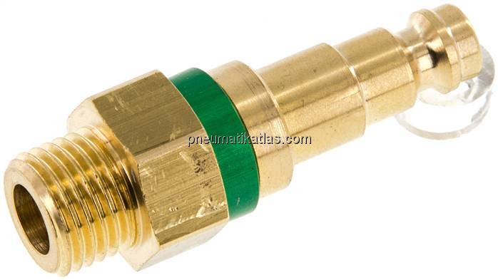 Kupplungsstecker (NW5) G 1/4"(AG), grün, Kreis Ø 10,5 mm