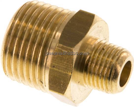 Doppelnippel R 3/8"-R 1/8", Messing/Rotguss