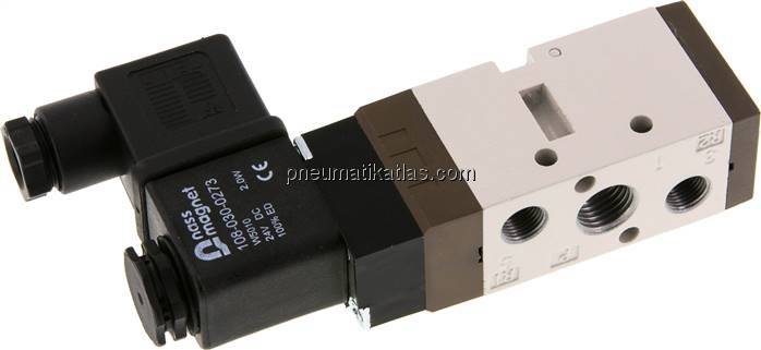 5/2-Wege Magnetventil, G 1/4", Federrückstellung, 24 V AC