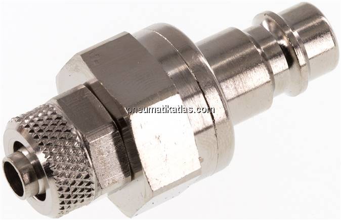 Kupplungsstecker (NW7,2) 8x6mm Schlauch, Messing vernickelt