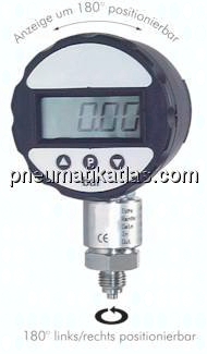 Digital-Manometer 0 - 6 bar, Dauerbetrieb bei externer 24 V DC-Versorgung und zu
