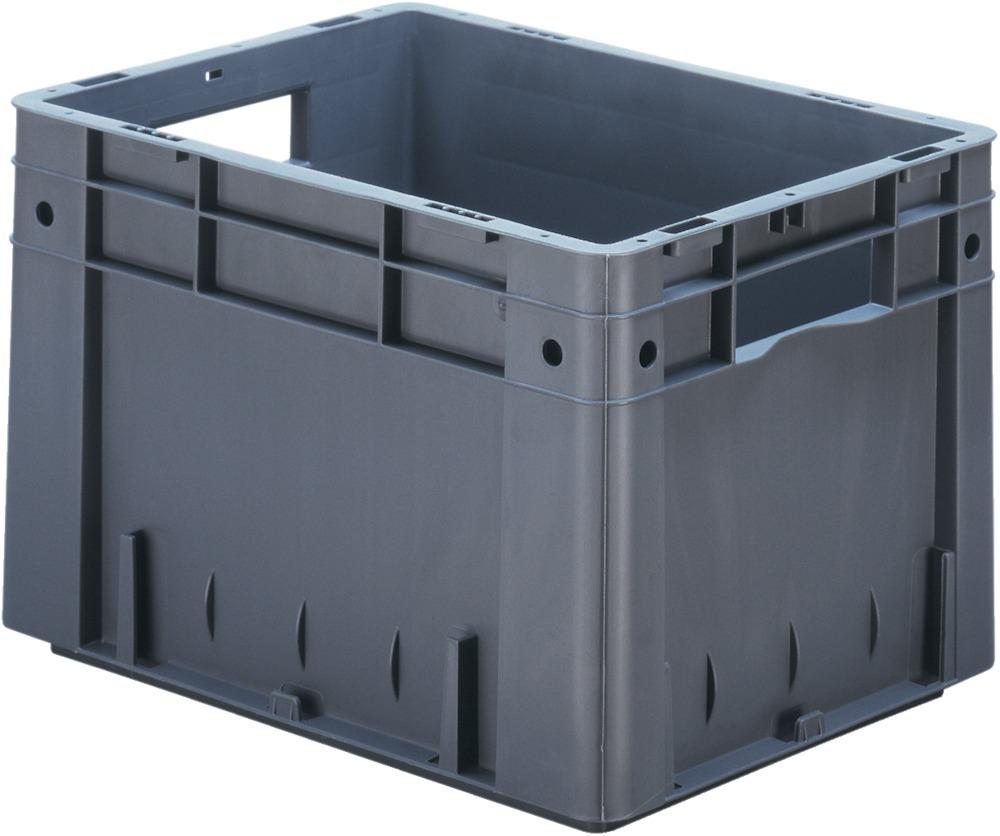 Transport-Stapelkasten B400xT300xH270 mm grau Auflast 600kg mit Griffloch LA-KA-PE