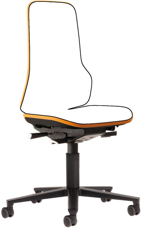 Bimos Arbeitsstuhl ESD Neon 2, orange Sitzhöhe 450-620 mm mit Rollen, ohne Polster