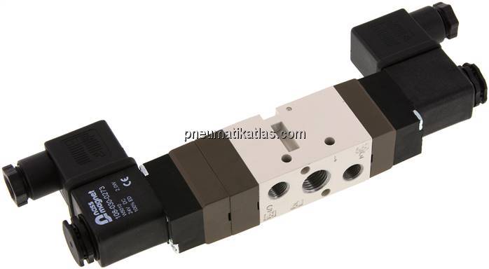 5/3-Wege Magnetventil, G 1/4", Mittelstellung entlüftet, 115 V AC