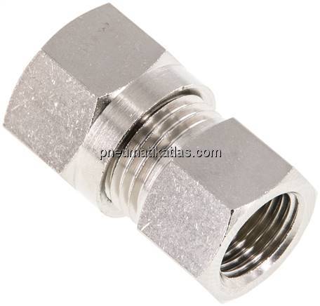 Aufschraub-Schneidringverschr. 10 L (M16x1,5)-G 1/4", Messing vernickelt