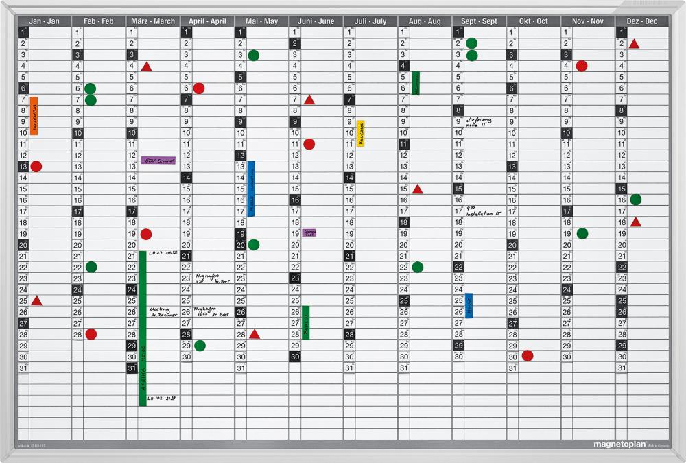 Jahresplaner 12x37 FelderAbm. 920 x 625 mm