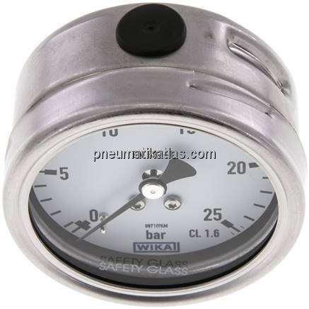 Chemie-Manometer waagerecht, 63mm, 0 - 25 bar
