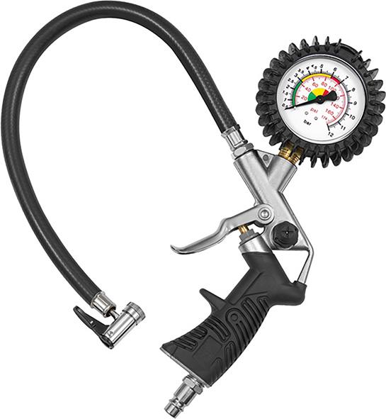 Hand-Reifenfüllmesser mitHebelstecker, Pist.form, starr, ungeeicht, Ø63mm, 0-12bar/170psi RIEGLER