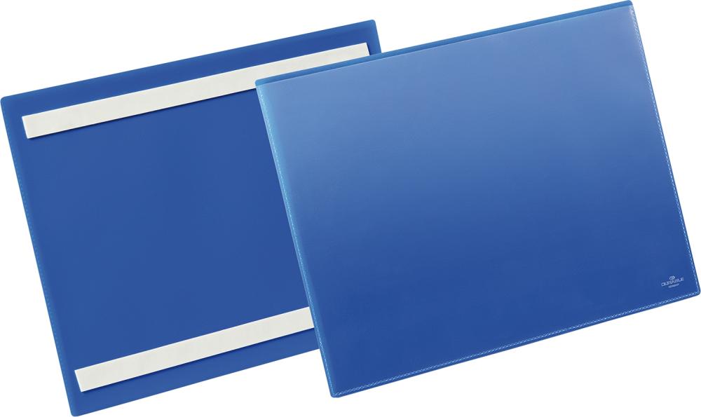 Etikettentasche B297xH210 mm A4 quer blau, selbstklebend VE 50 Stück