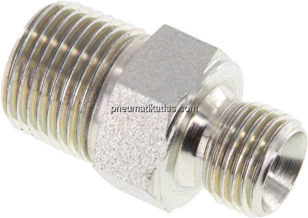 Hochdruck-Doppelnippel G 1/4"-NPT 3/8", Stahl verzinkt