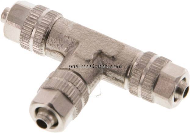 T-Verschraubung 4,3x3 / 4,3x3mm, Messing vernickelt